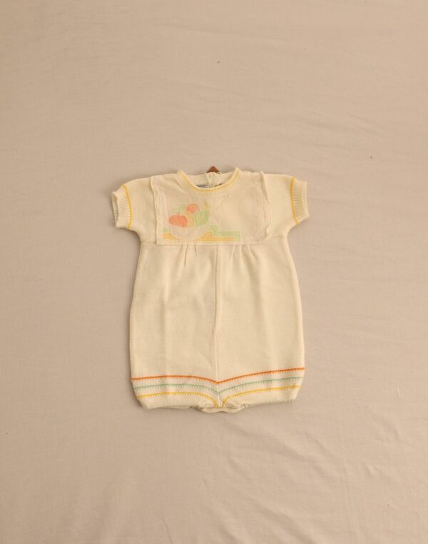 Knitted romper with embroidered collar 3 months