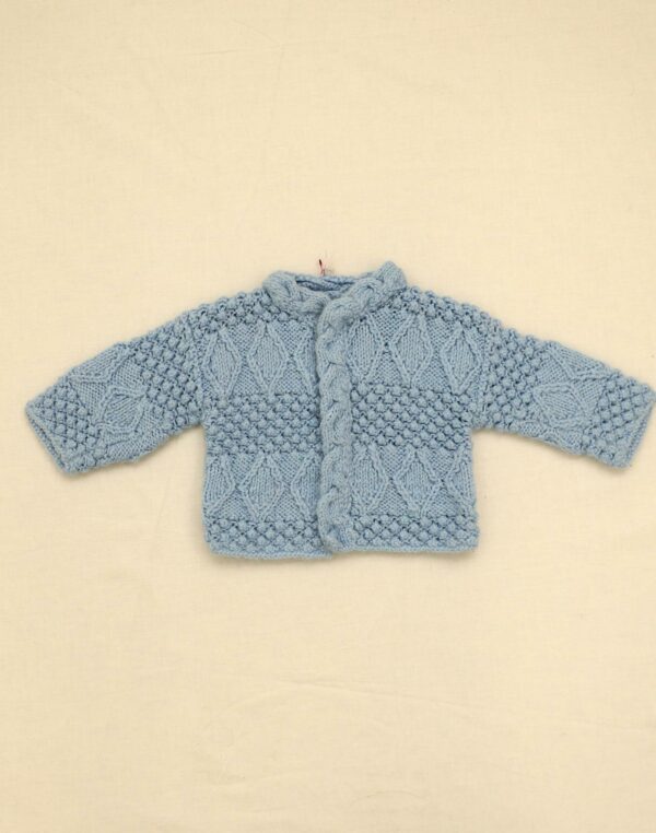 Hand-knitted popcorn-stitch cardigan 3-6 months