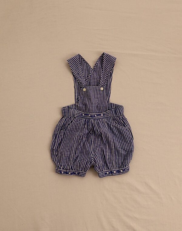 Embroidered gingham bloomer overalls