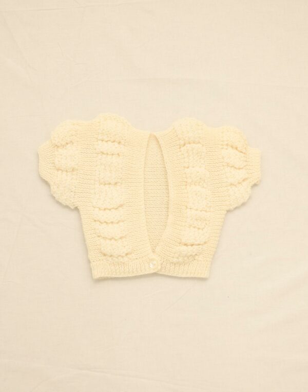 Hand-knitted puffy cardigan