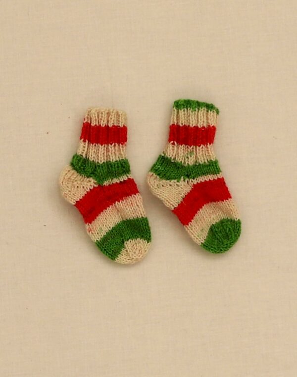 Red striped hand-knitted socks