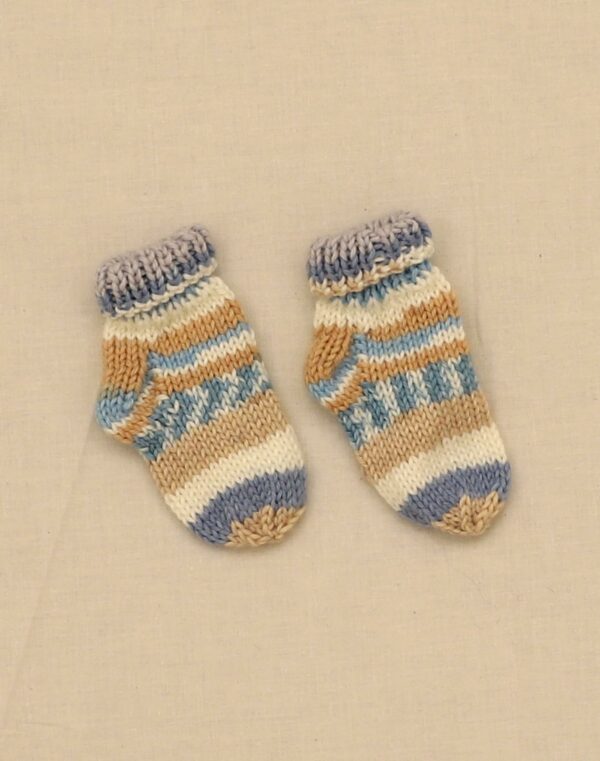 Thick blue striped hand-knitted socks