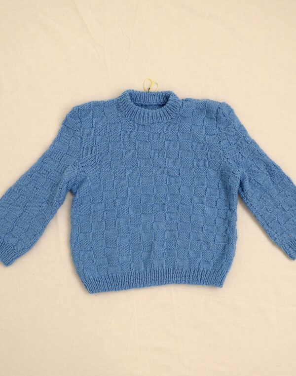 Blue hand-knit sweater