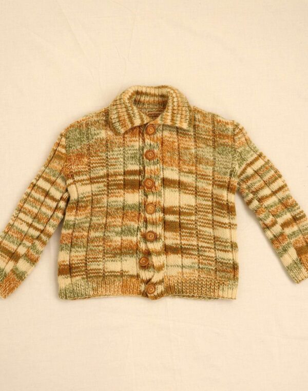 Thick mottled hand-knitted cardigan