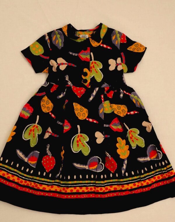 Navy dress with leaf pattern 6 years