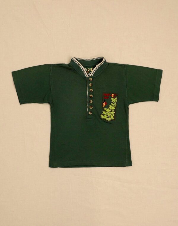 Green embroidered polo shirt