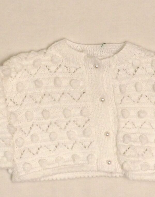 Hand-knitted popcorn cardigan