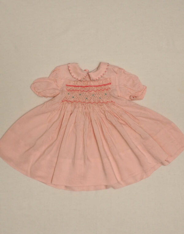 Pink rayon smocked dress