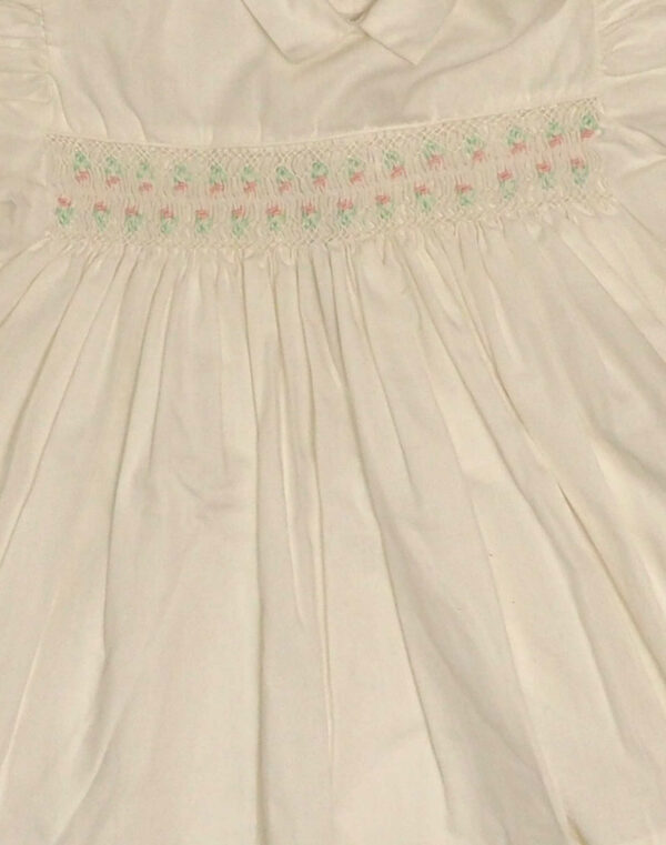 Robe de cérémonie à smocks rose et vert