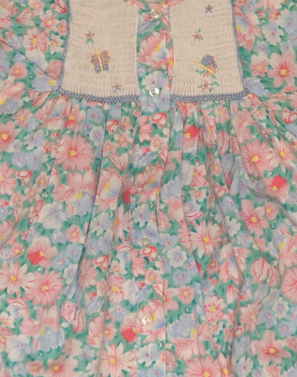 Floral jumpsuit with embroidered smock