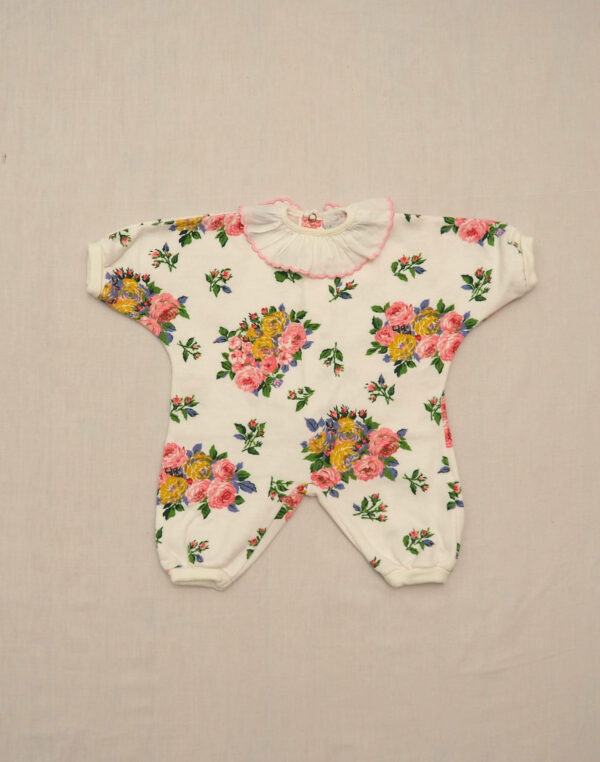 Floral romper with embroidered collar