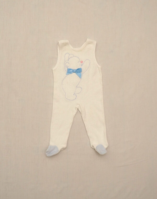 Terry romper with embroidered bear
