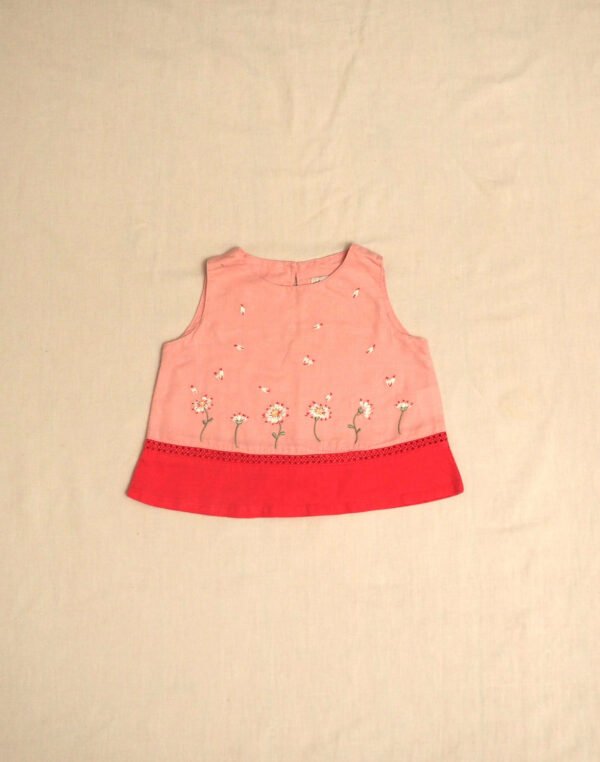 Pink embroidered top