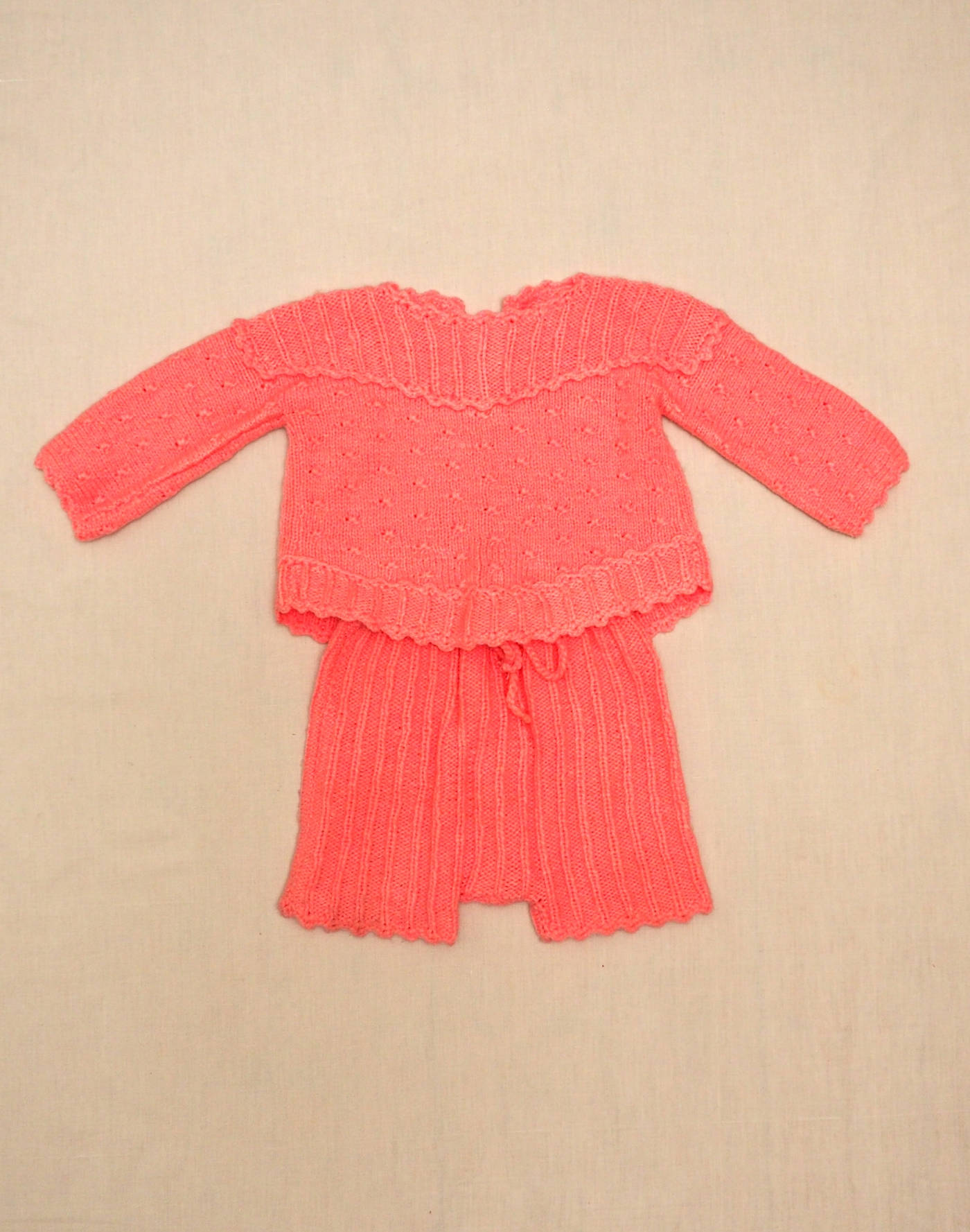 Hand-knitted pink set