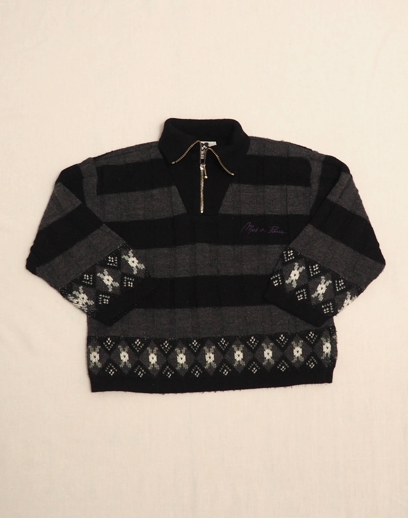 Striped zip-neck sweater