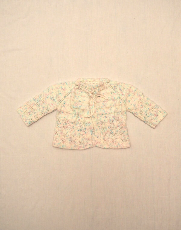 Pink mottled hand-knit cardigan