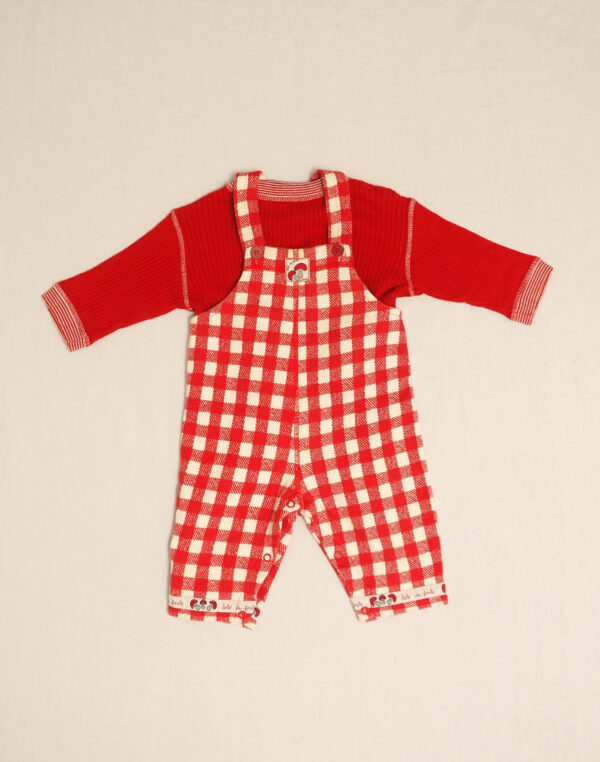 Gingham overalls & sweater set