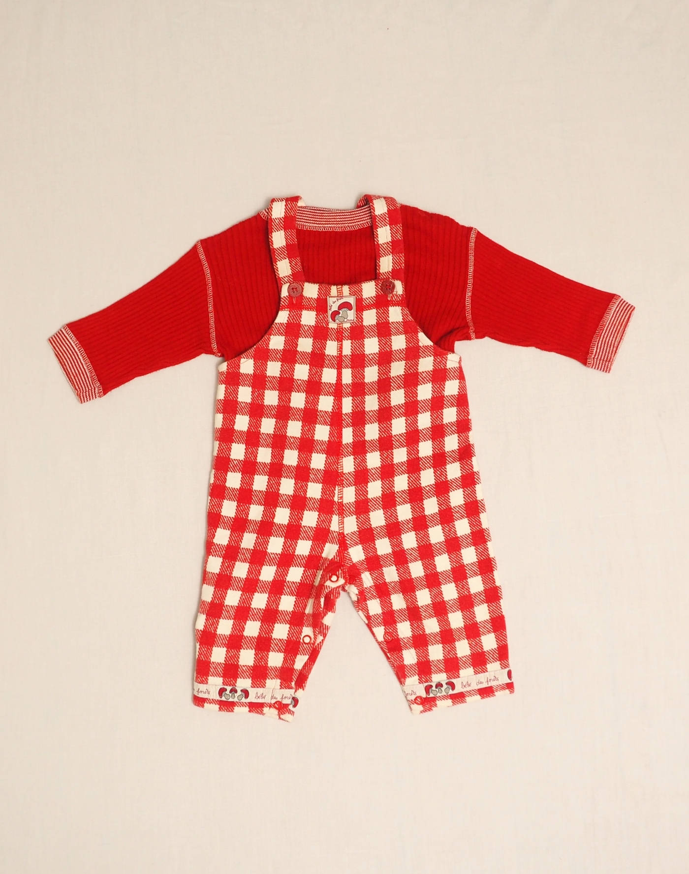 Gingham overalls & sweater set
