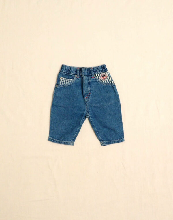Gingham pocket jeans