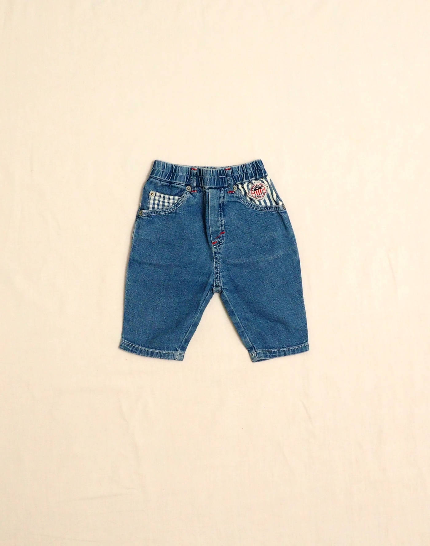Gingham pocket jeans