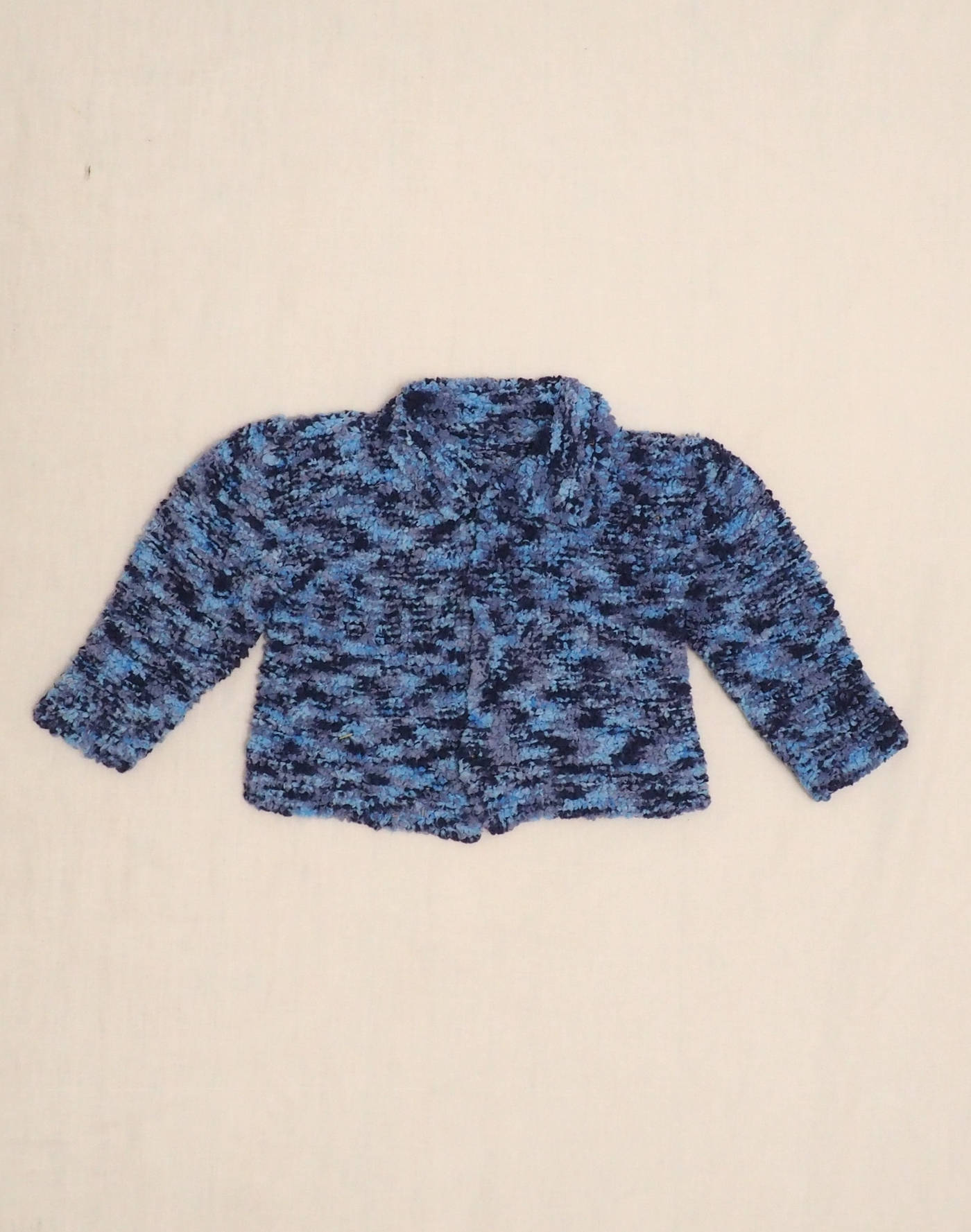 Cardigan laine chenille bleu