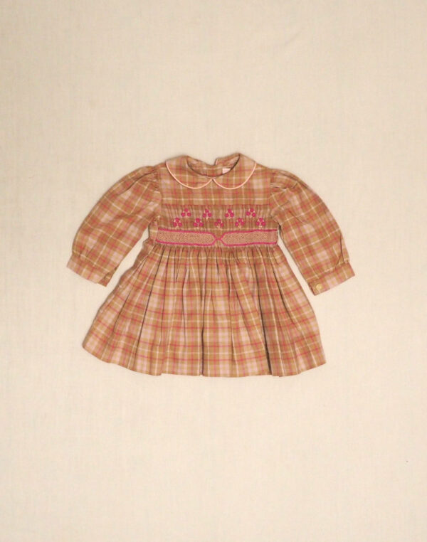 Robe carreaux à smock fait main