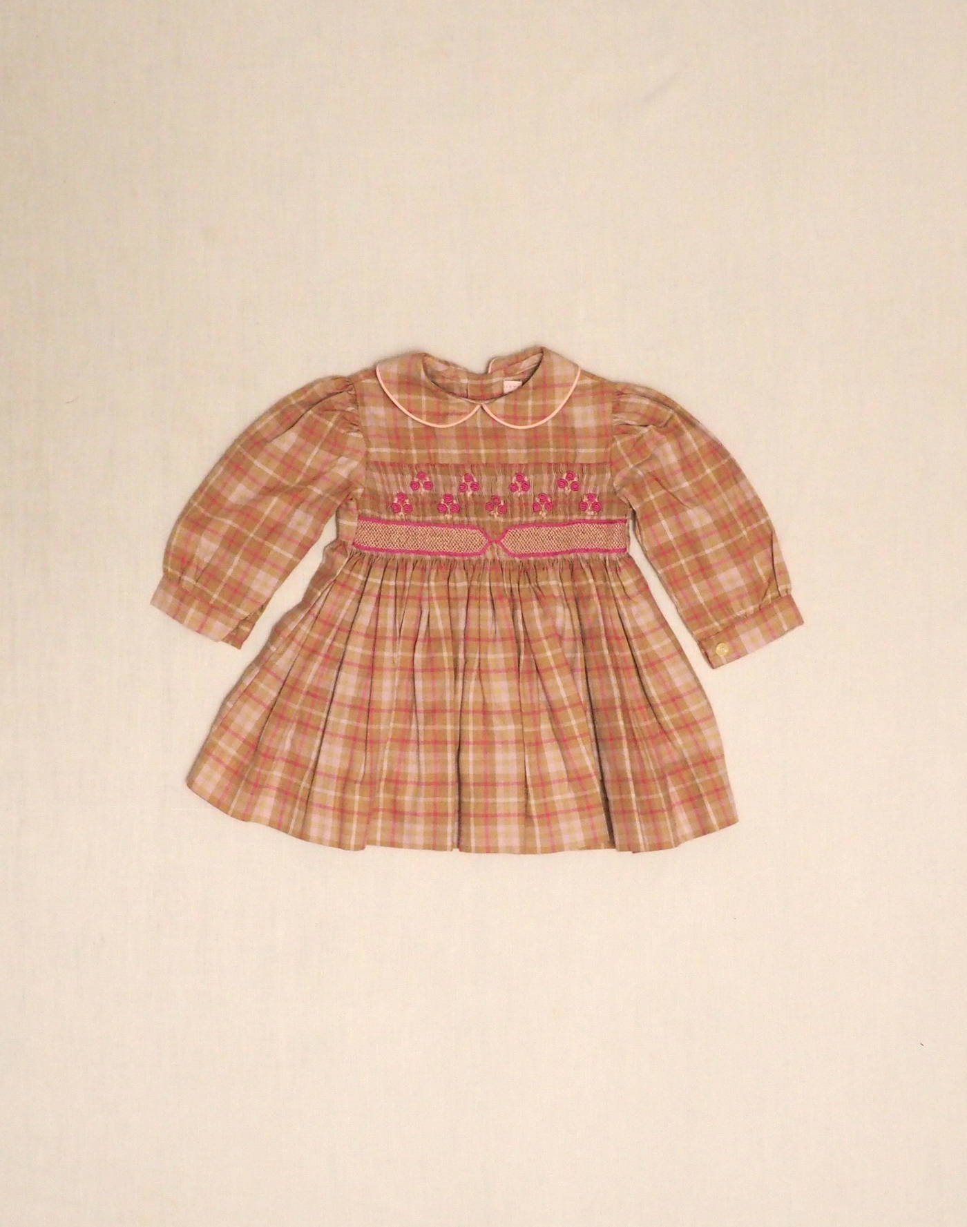 Robe carreaux à smock fait main
