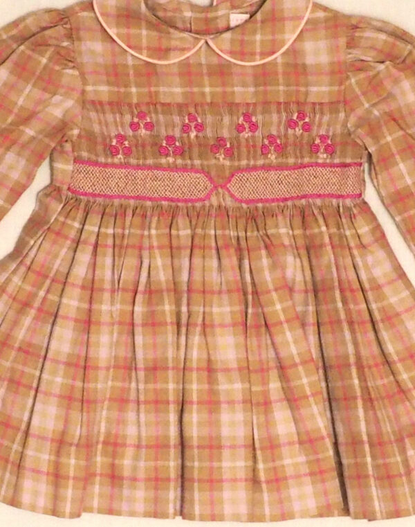 Robe carreaux à smock fait main