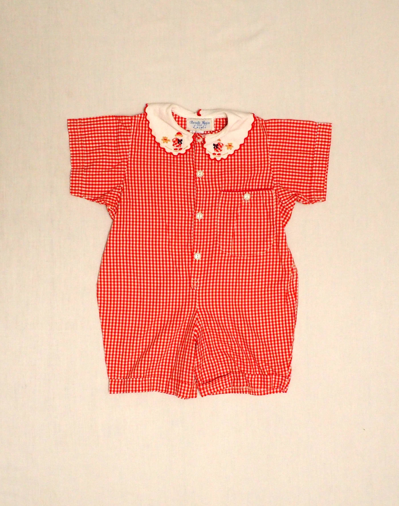 Embroidered gingham jumpsuit