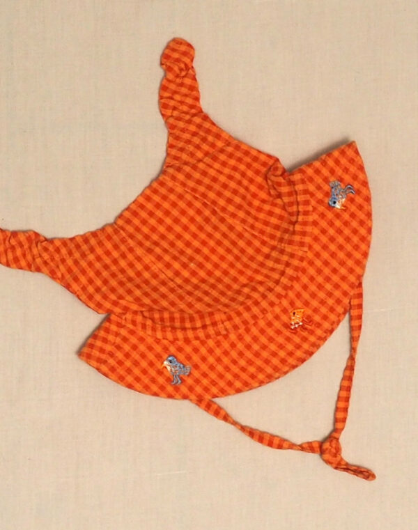 Embroidered gingham hat