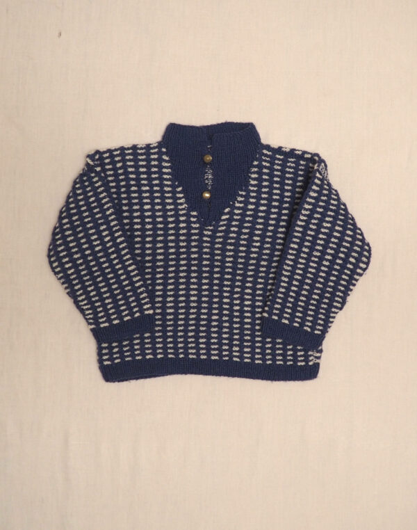 Hand-knitted plaid sweater