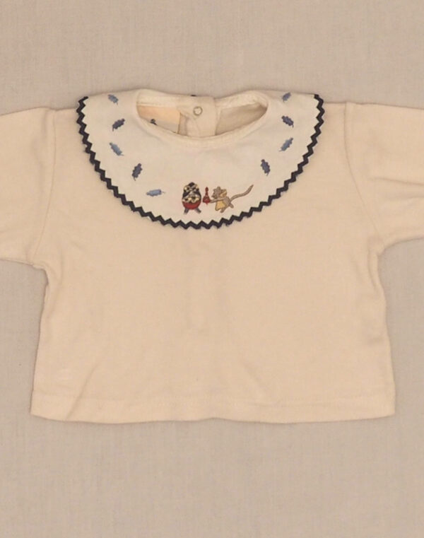 Blouse grand col brodé marine