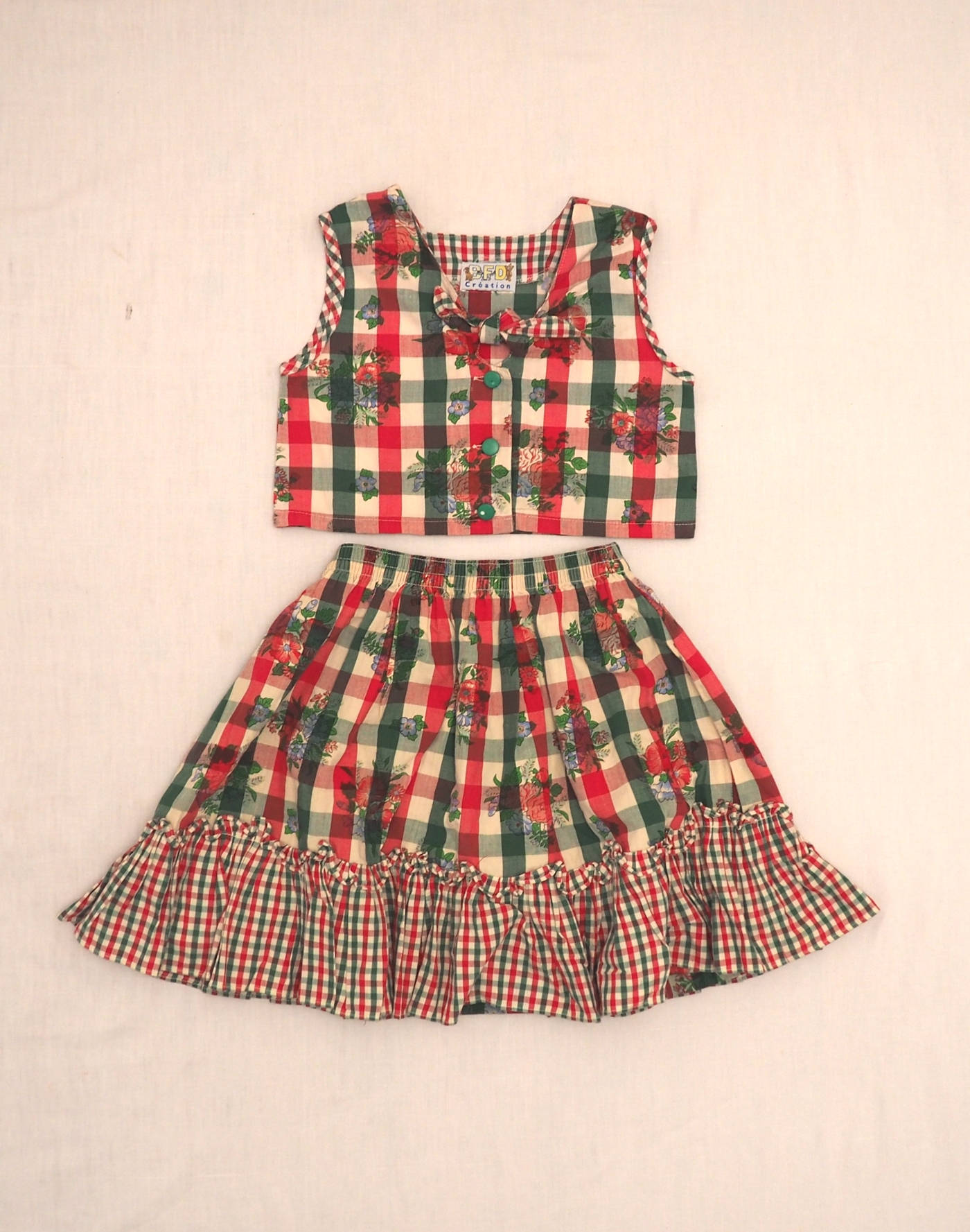 Checked top & skirt set