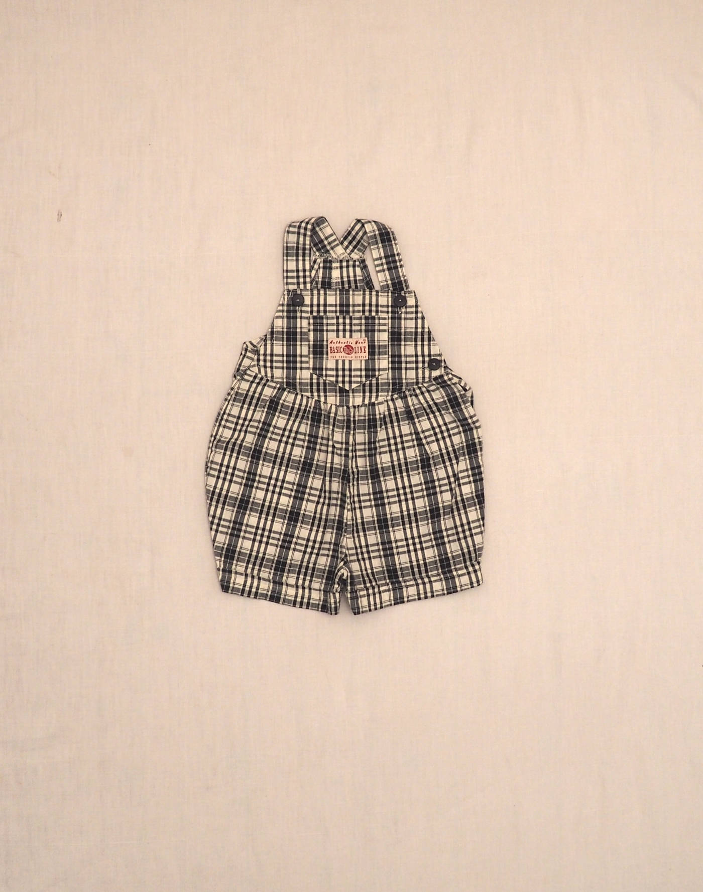 Short plaid overalls