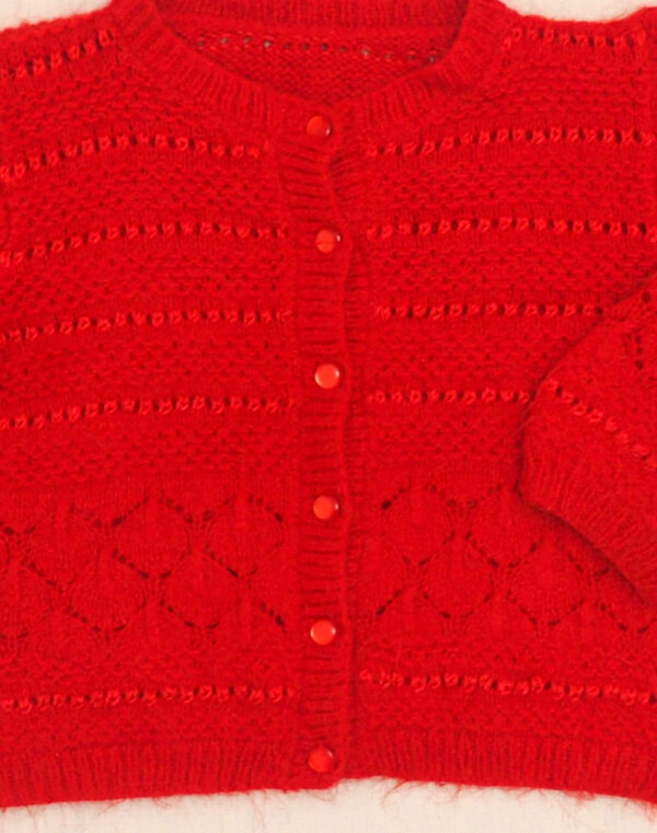 Hand-knitted red cardigan