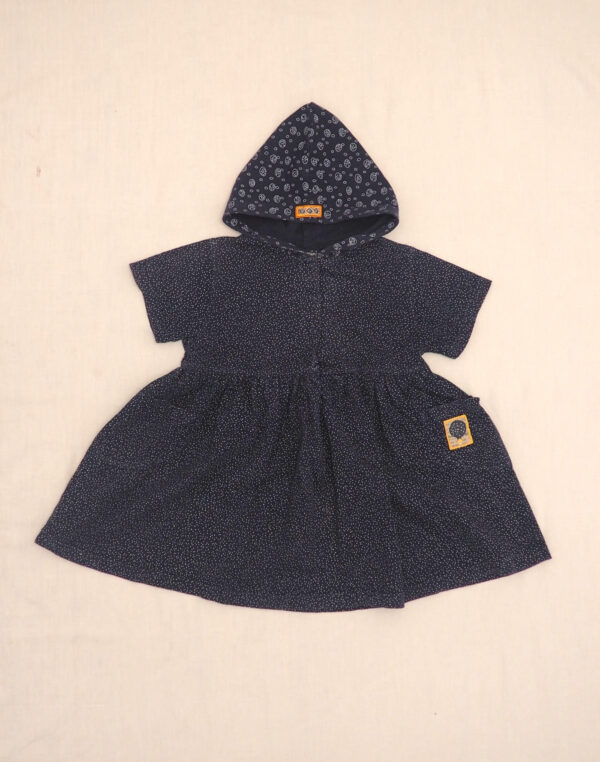 Hooded dress with polka dots