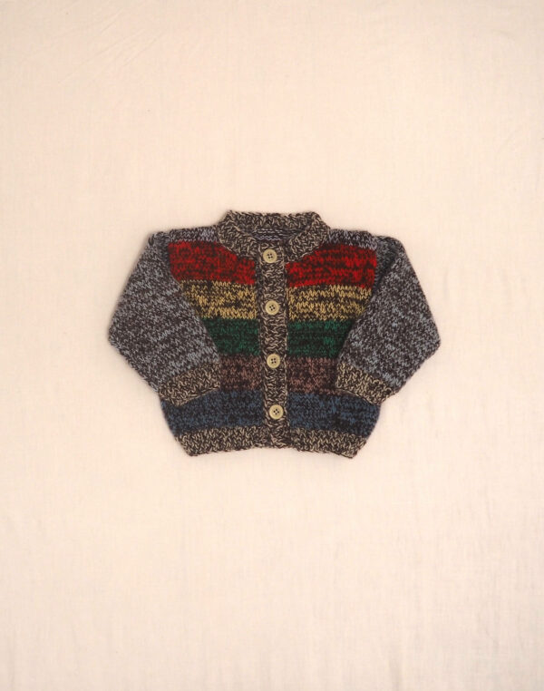 Cardigan rayé tricoté main