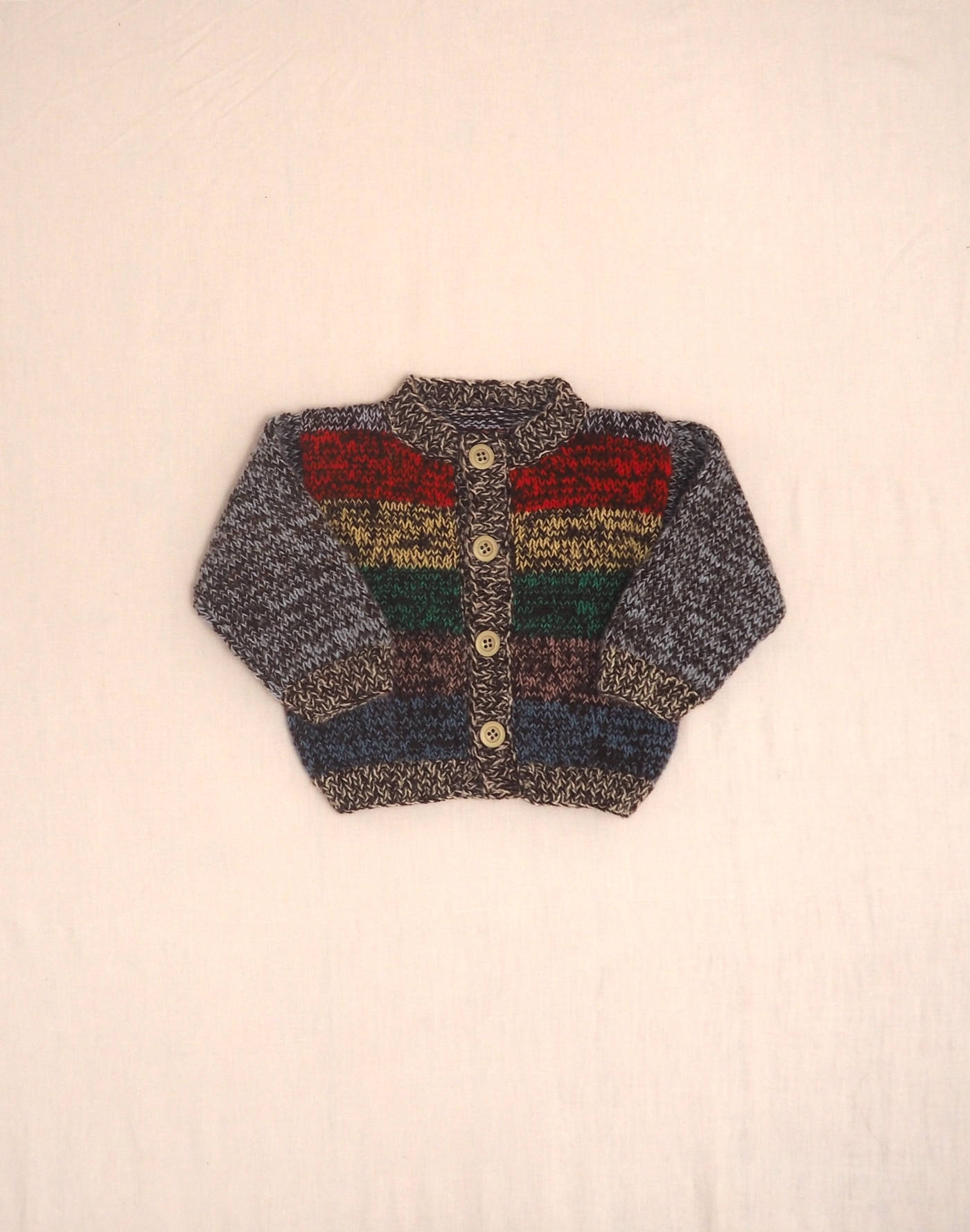 Cardigan rayé tricoté main