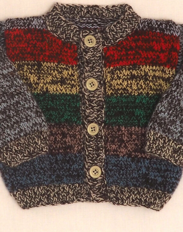 Cardigan rayé tricoté main