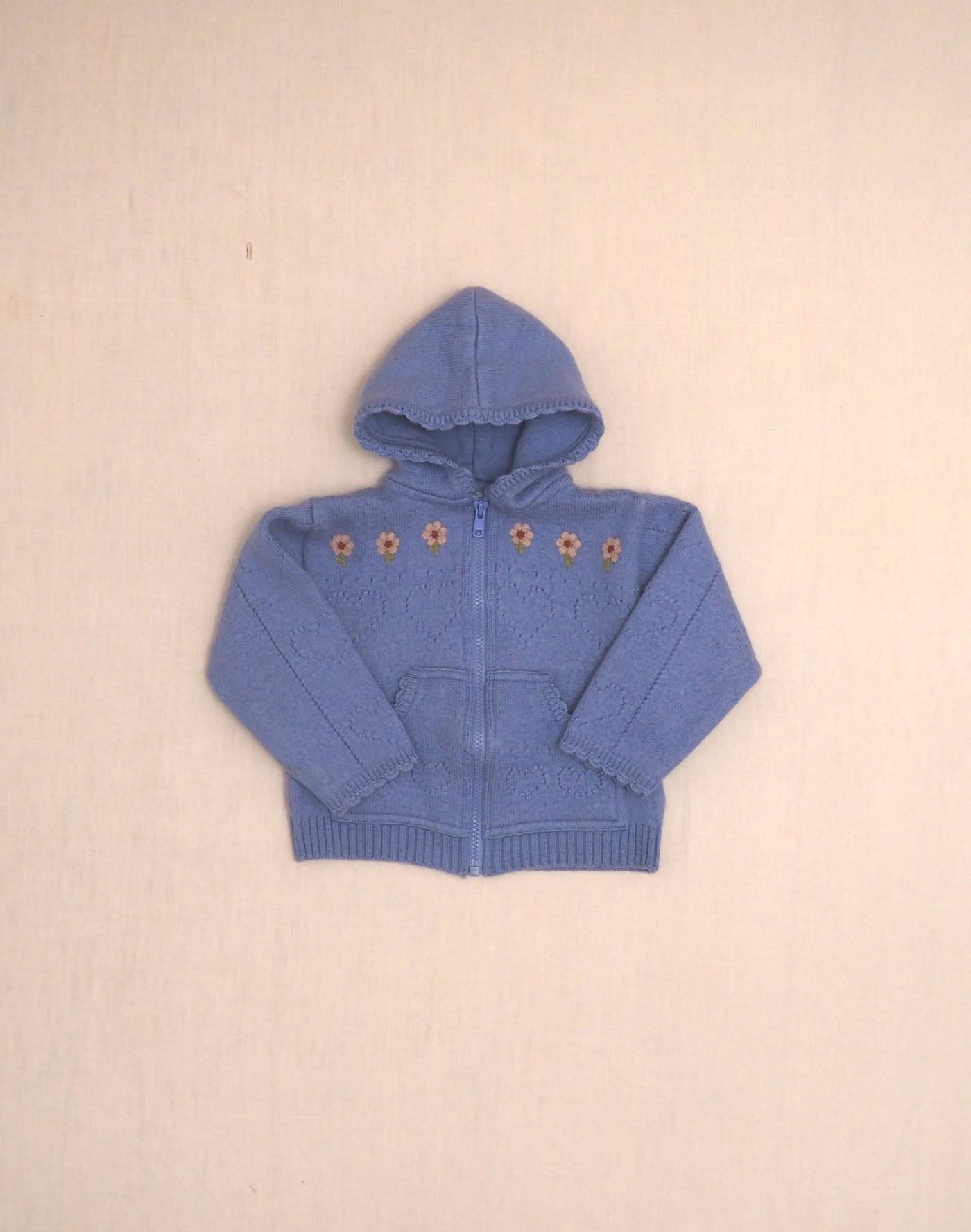 Embroidered hooded cardigan