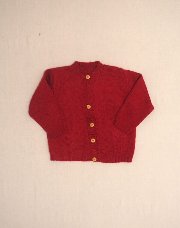 Raspberry hand-knitted cardigan