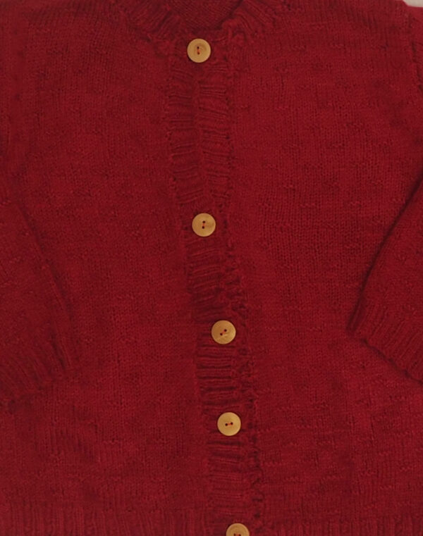 Raspberry hand-knitted cardigan