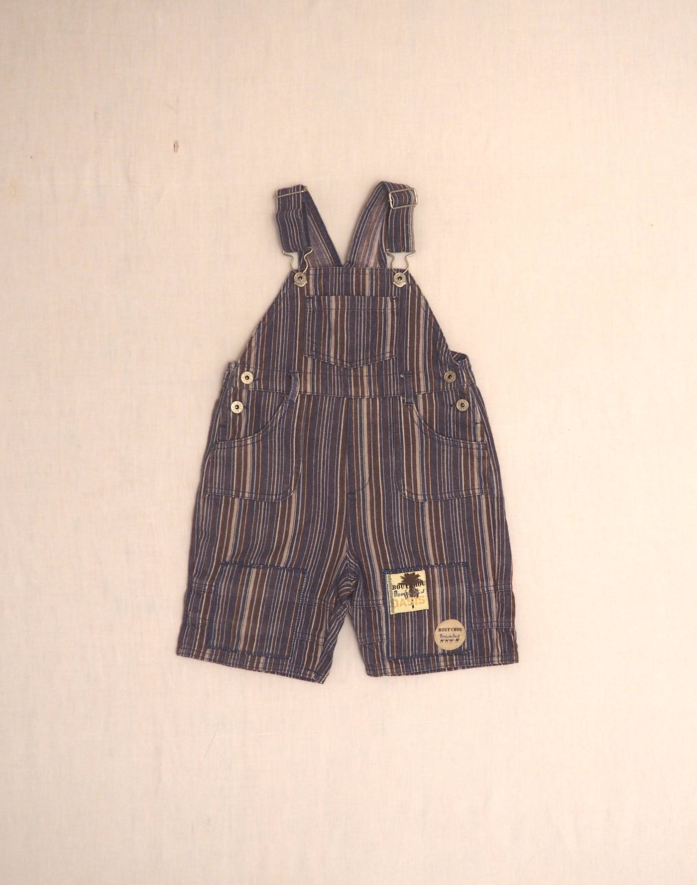 Striped short overalls