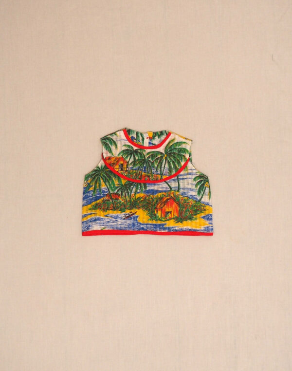 Tropical island print blouse