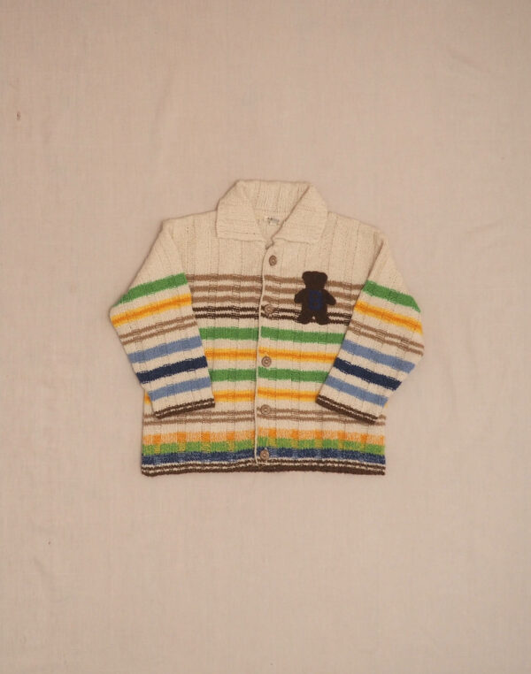 Cardigan rayé ourson