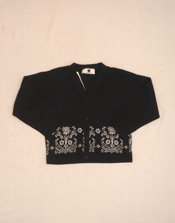 Cardigan noir imprimé fleuri 8 ans