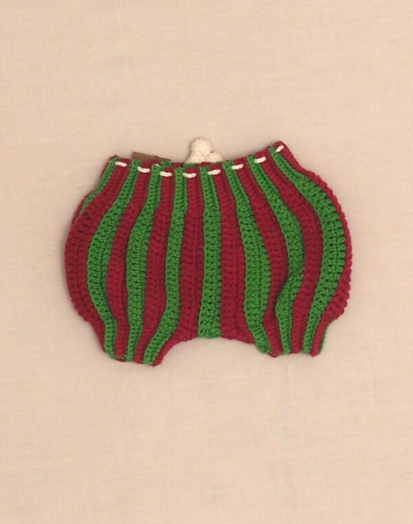 Striped crochet bloomer birth