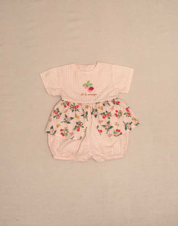 Embroidered strawberry romper