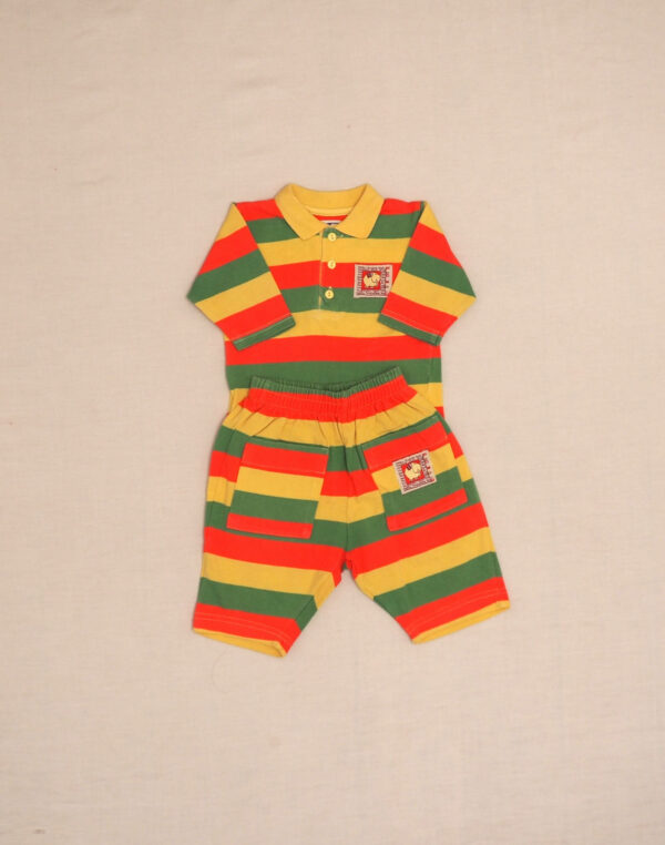 Polo shirt & striped pants set