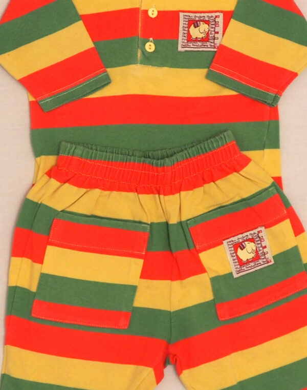 Polo shirt & striped pants set